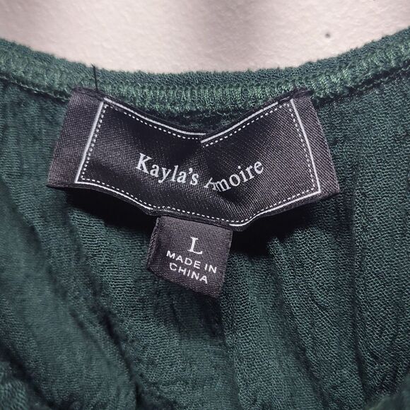 Kayla's Armoire Cropped Cami Top Women SizeL Green Ruffle Beachy Summer Festival - Picture 5 of 6